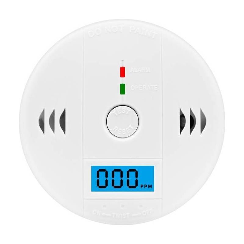 Détecteur De Gaz Détecteur E De Monoxyde De Carbone Détecteur E De Co Alimenté Par Batterie Avec Avertissement Vocal À Écran Lcd - Blanc-
