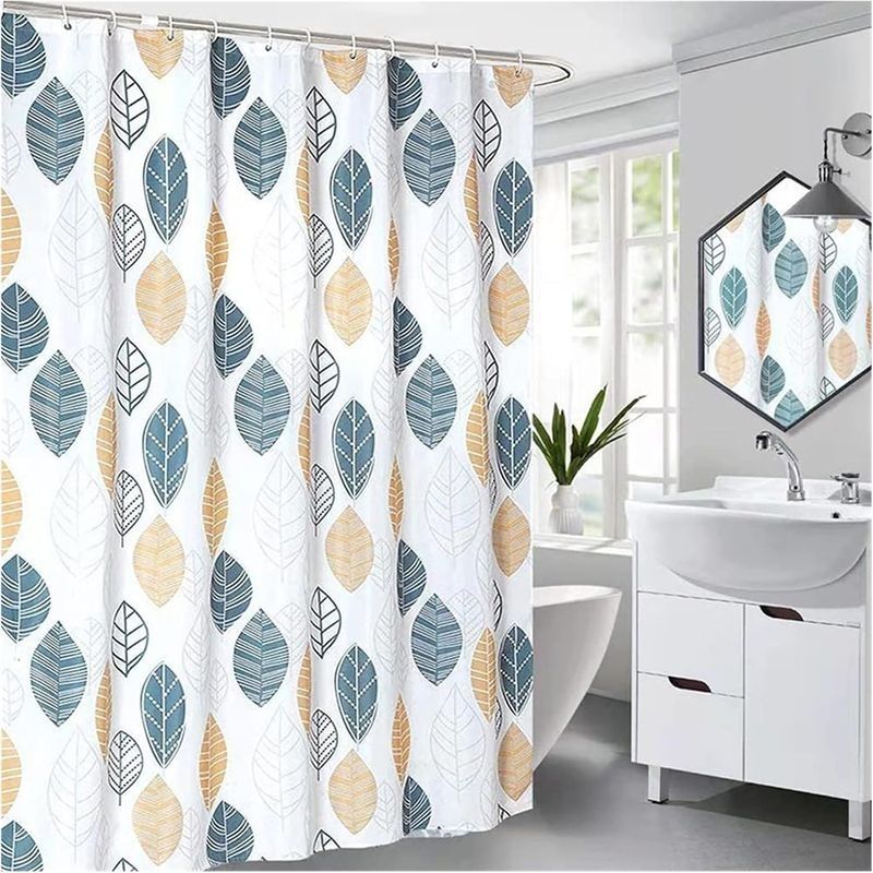 Rideau De Douche Salle De Bain Étanche Polyester Rideau De Douche Imprimée Salle De Bain Douche Avec Crochet (color : White, Taille : 180 200cm)