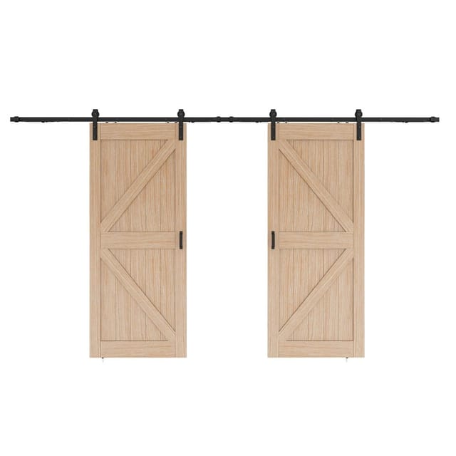 Schulte - Doppeltholzschiebetür Scheunentor Oak Offene Laufschiene Schwarz 35 Mm - 1800 X 2150 Mm