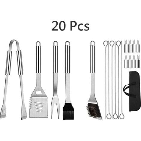 Choyclit 20-teiliges Professionelles Grillbesteck-set Aus Edelstahl, Praktisches Grillzubehör-set Mit Tragbarer Tasche, Grillwerkzeug-set Für Camping Und Picknick Im Freien