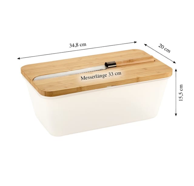 Kesper - Brotkasten Mit Bambusdeckel Und Brotmesser, 35 X 20 Cm