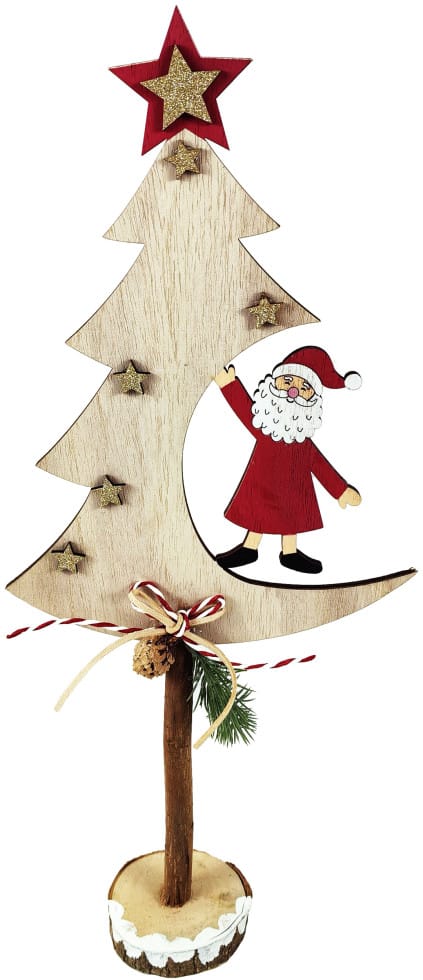 Trendline - Dekofigur Holz Tannenbaum Weihnachtsmann 45 X 42 X 52 Cm Mehrfarbig Figur