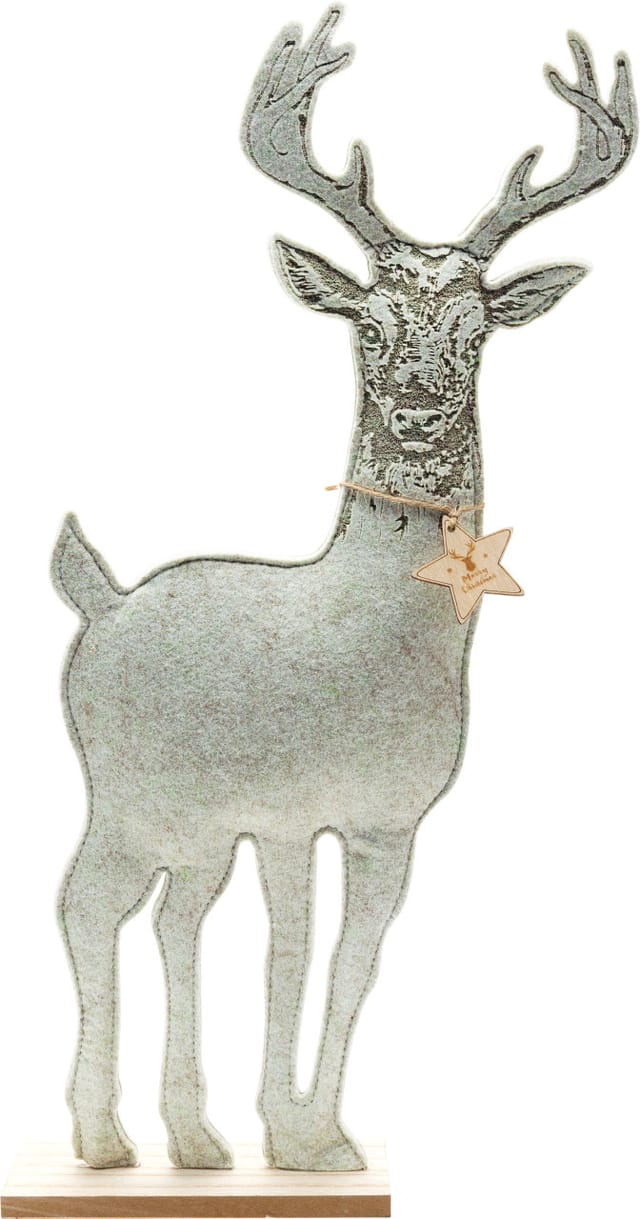 Trendline Deko Holz Rentier 60 X 5 X 20 Cm Grau Gold Figur