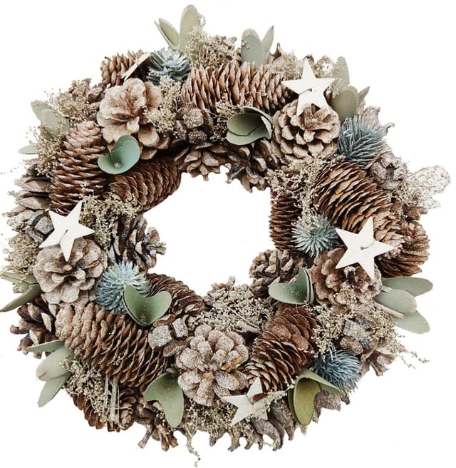Deko Holz Kranz Weihnachten Ø 30 X 8 Cm Mehrfarbig Kranz - Trendline
