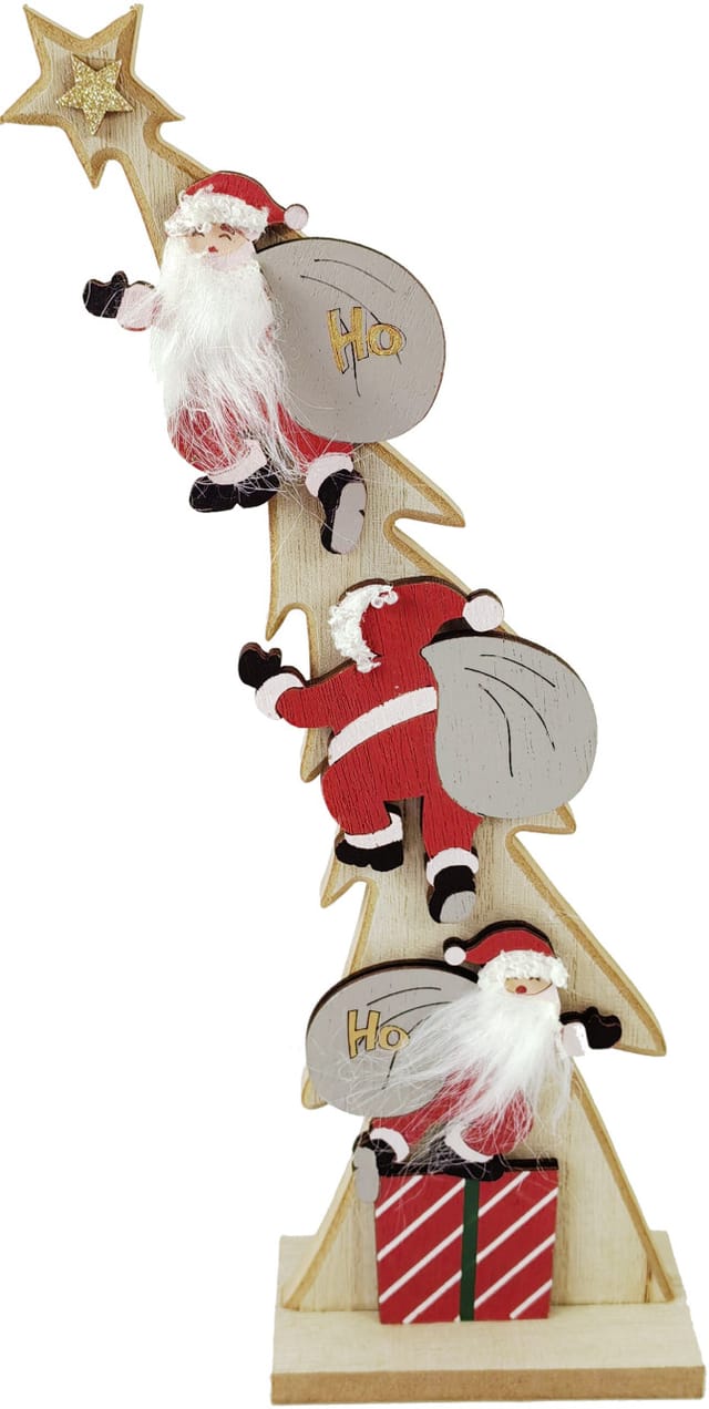 Trendline - Dekofigur Holz Tannenbaum Weihnachtsmänner 47 X 40 X 34 Cm Mehrfarbig Figur