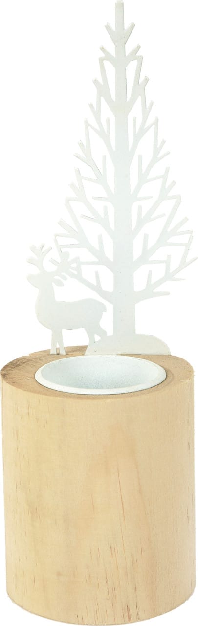 Kerzenhalter Aus Holz Waldoptik Ø 7 X 23 Cm Teelichthalter - Trendline
