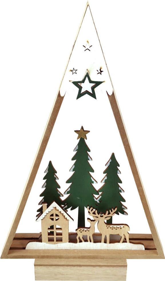Trendline Deko Aufsteller Holz Weihnachtsdorf 20 X 5 X 32 Cm Grün Weiß Figur