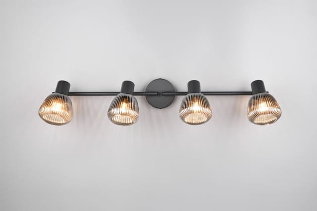 Deckenstrahler Tarifa 4-flammig Mit Glasschirmen Chrom Bedampft, Breite 70cm