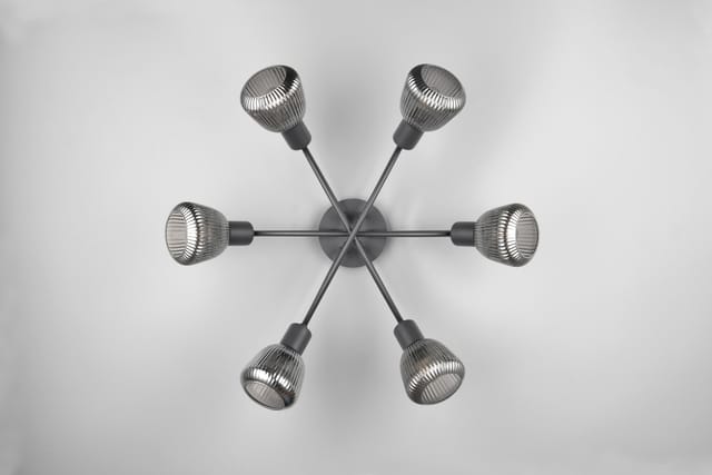 Trio - Große Deckenleuchte Tarifa 6-flammig Mit Glasschirmen Chrom Bedampft, Ø 59cm