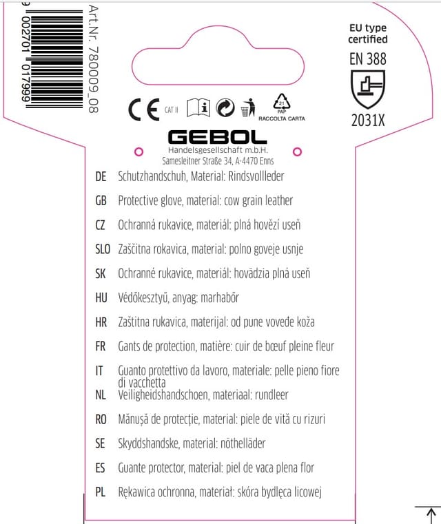 Gebol Handschuh Quercus Arbeitshandschuhe