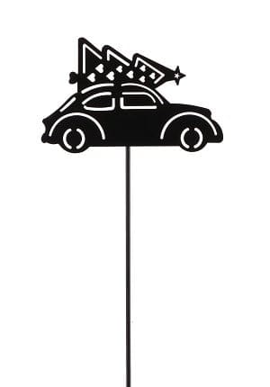 Trendline - Deko Eisen Figurenstecker Auto Mit Tannenbaum 35 X 0,5 X 7,5 Cm Schwarz Figur