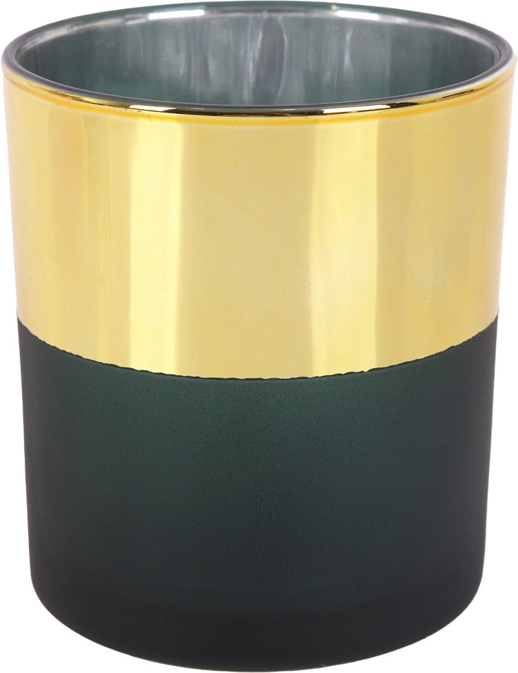 Trendline - Deko Glas Teelichthalter 9 X 10 Cm Gold Schwarz Teelichthalter