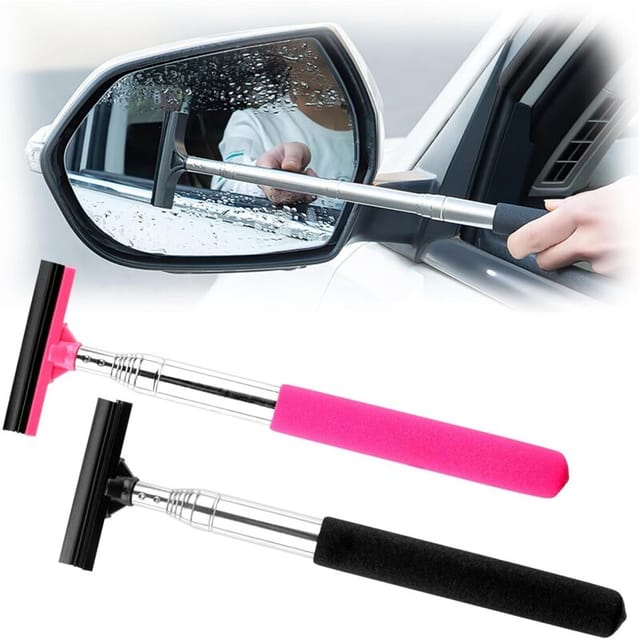 2 Stück Fensterabzieher Auto, Scheibenabzieher Auto, Auto Rückspiegel Wischer, Teleskop Spiegelwischer, Abzieher Auto, Einziehbar Fensterwischer Für Spiegelglas Regenwasser Nebel Duschtür