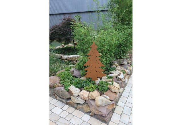 Gartenstecker Tannenbaum, Höhe 107cm, Aus Metall Im Rustikalen Stil, Perfekte Garten-dekoration Für Weihnachten, Winter Und Advent, Stabiler Erdspieß