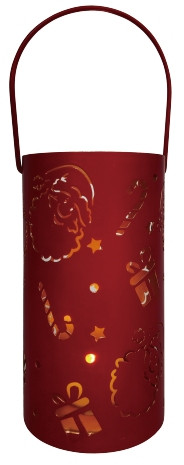 Led Laterne Metall Ø 8 Cm X 15 Cm Rot Laterne - Trendline