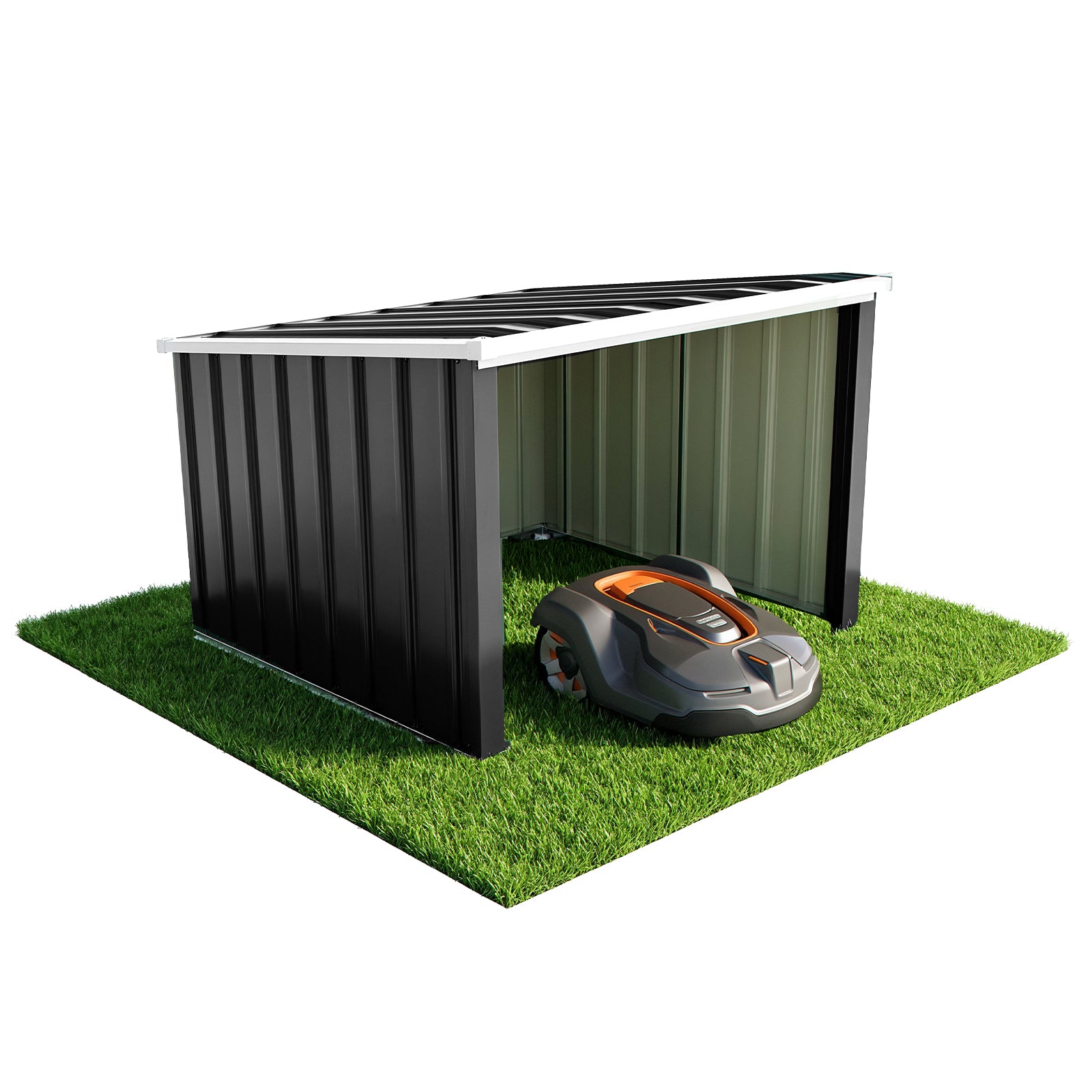 Vounot® Mähroboter Garage Metall Mit Pultdach 78x92x62 Cm Schwarz