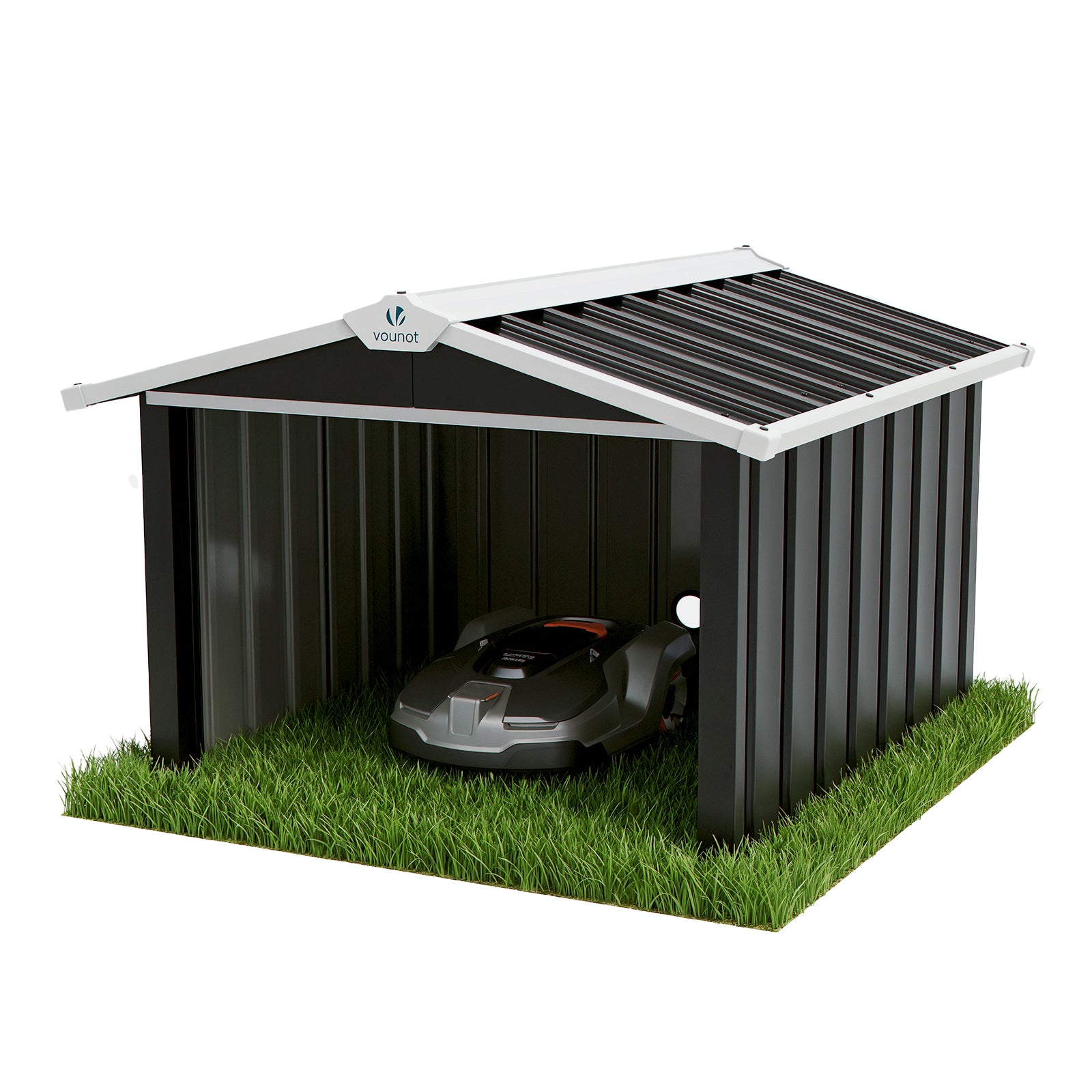Vounot® Mähroboter Garage Metall Mit Satteldach 87x100x63,5 Cm Schwarz