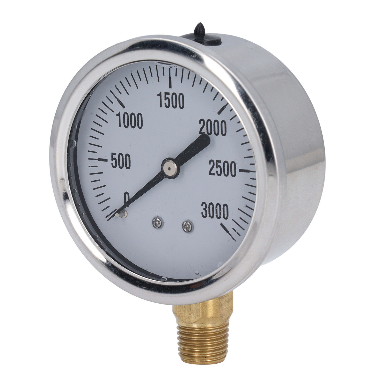 Ölgefülltes Manometer, 1/4"-npt-gewinde, 2,5"-zifferblatt, Edelstahl, Für Luft, Wasser Und Öl. -3000 Psi