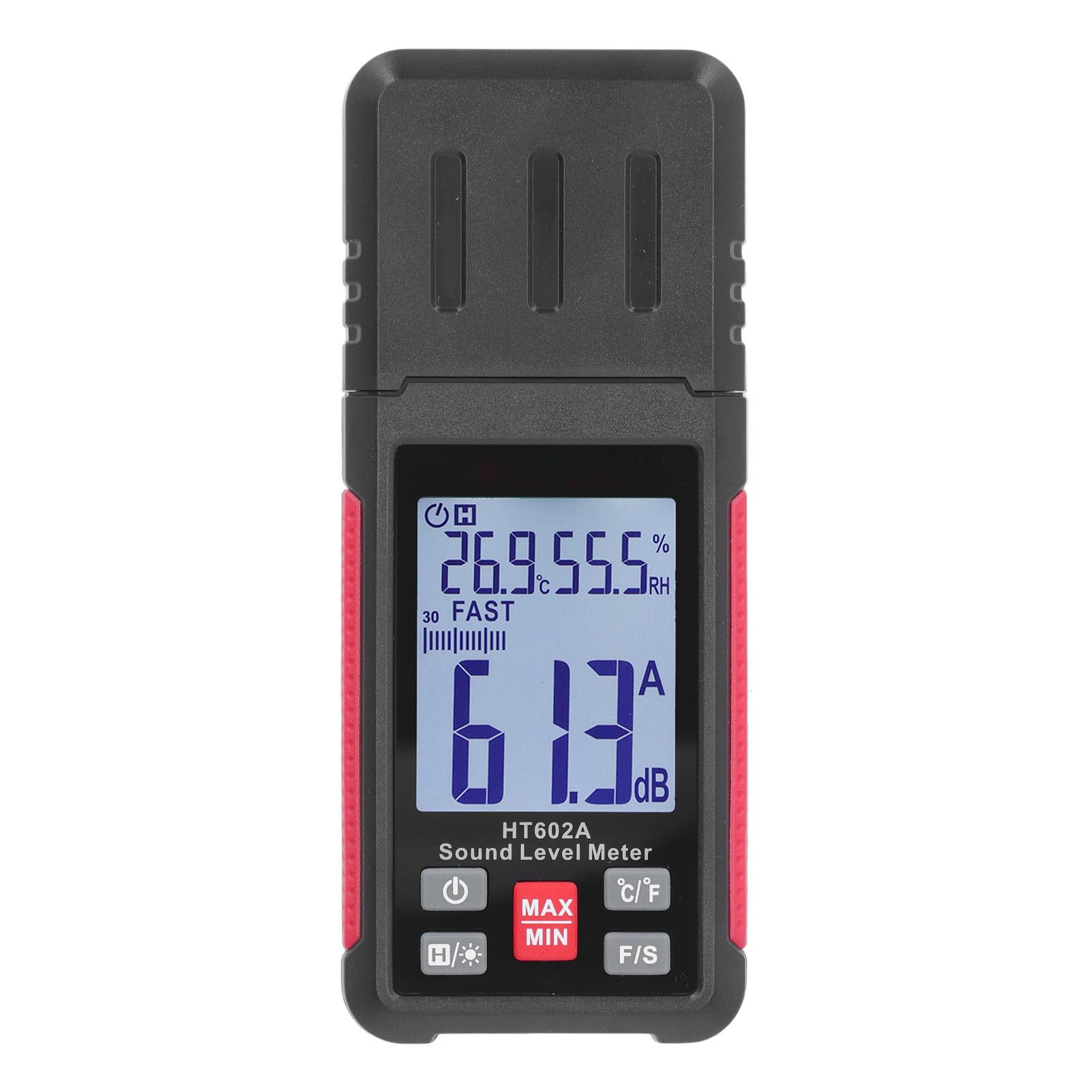 Tragbares Digitales Schallpegelmessgerät 30-130 Db, Misst Lärm, Temperatur Und Luftfeuchtigkeit, Hintergrundbeleuchtetes Lcd-display.