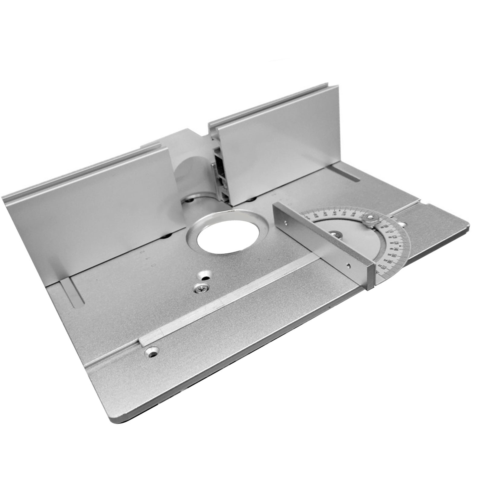 3-teiliges Frästisch-set: Einsatzplatte Aus Aluminiumlegierung Für Holz, Wendeplatte Mit Stützplatte Und Schiebestock (silber).