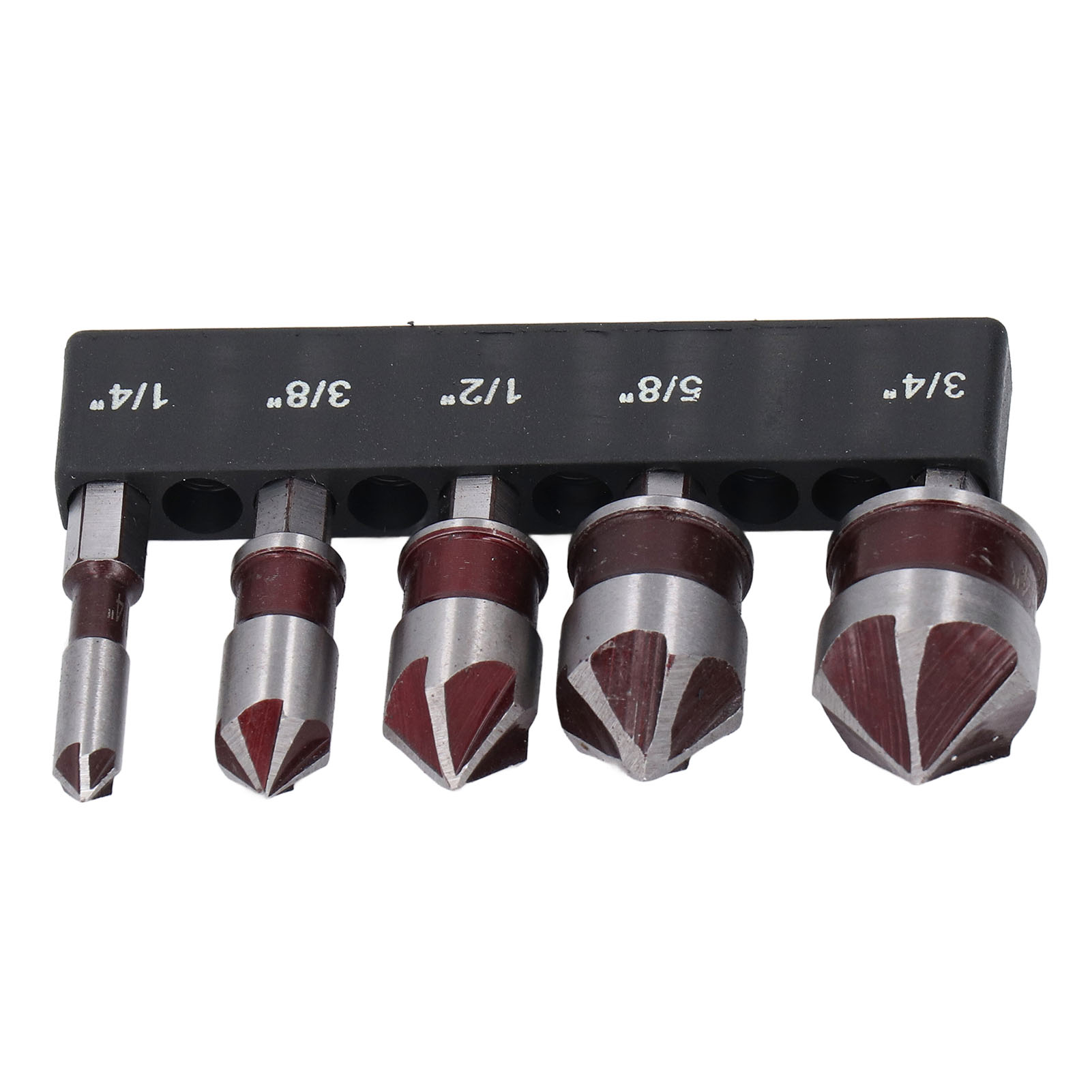 Senkbohrer-set (1/4", 3/8", 1/2", 5/8", 3/4"), 5 Schneiden, 1/4"-sechskantschaft, Für Holz, Zubehör Für Elektrische Bohrmaschinen