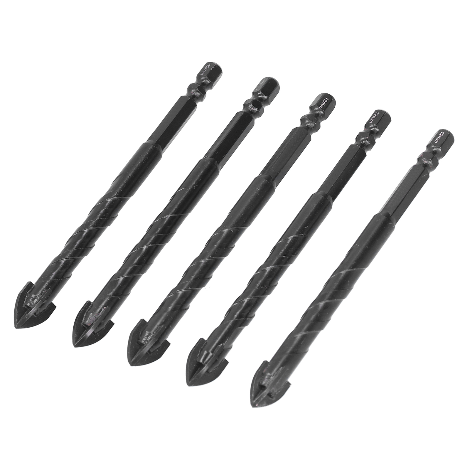 Set Mit 5 Keramikbohrern Mit Kreuzschlitzkopf, 12 Mm Durchmesser, Für Fliesen, Spiegel, Porzellan Und Glas.