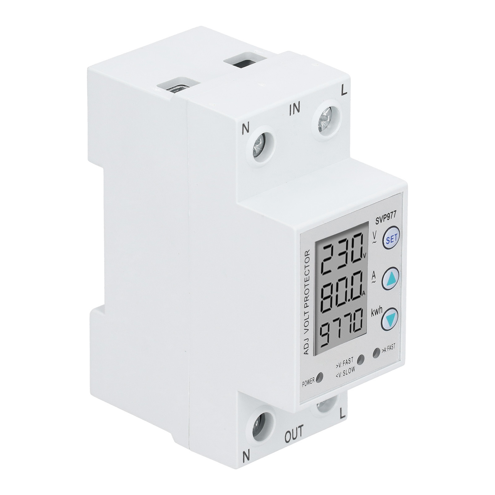 Überspannungsschutzgerät, Strom- Und Leistungsüberwachung, Mit Hintergrundbeleuchtung, 230 V Wechselstrom, 50/60 Hz