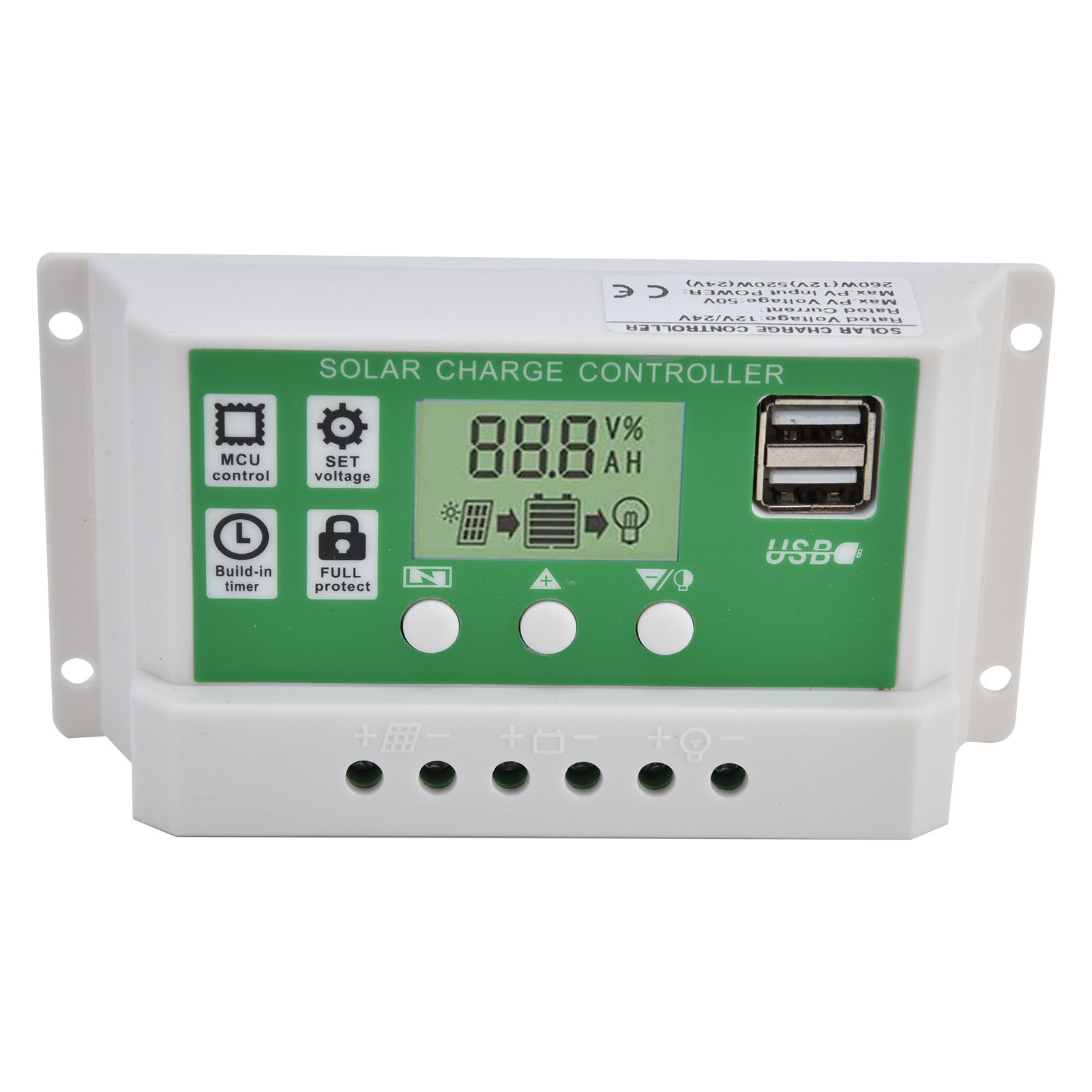Intelligenter Dual-usb-laderegler Für Solarmodule, 12/24v Pwm-steuerung Gll121020a