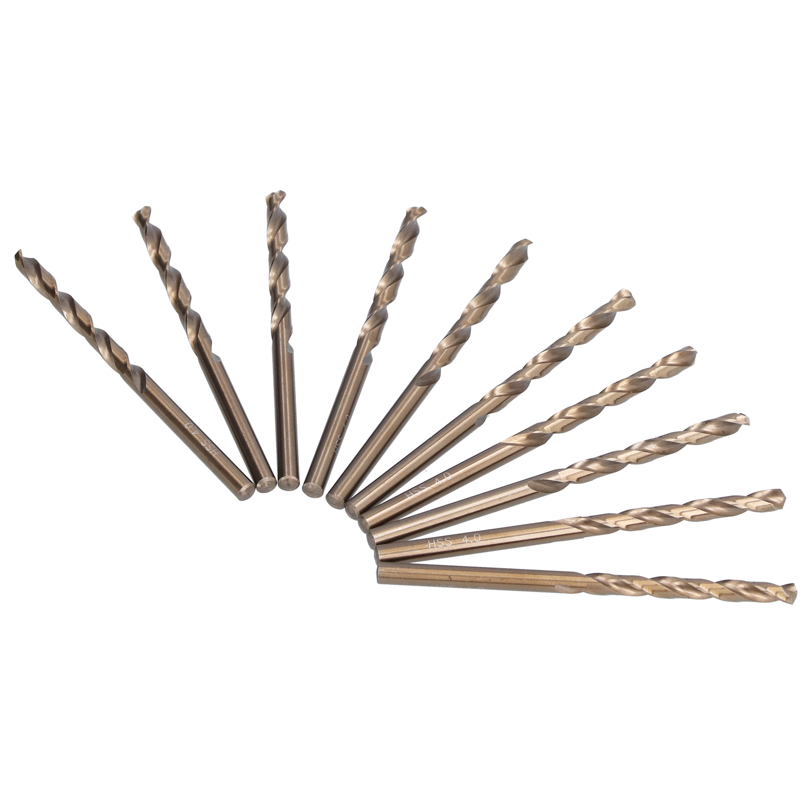 Set Mit 10 Hss-spiralbohrern, Geradem Schaft, Geschärft, 40 Mm, Zum Bohren Von Metall, Holz, Stahl Und Kunststoff.