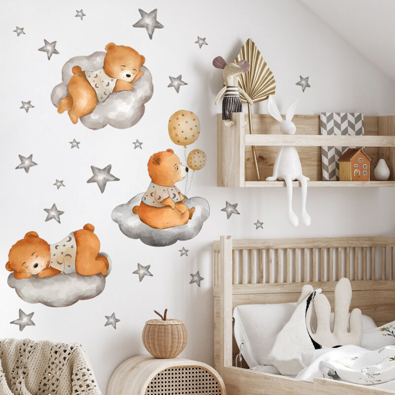 Lntyq - Ein Set Wandaufkleber, Jungen, Wolken, Sterne, Wanddekoration Für Wohnzimmer, Büro, Schlafzimmer, Küche, Entfernbare Aufkleber