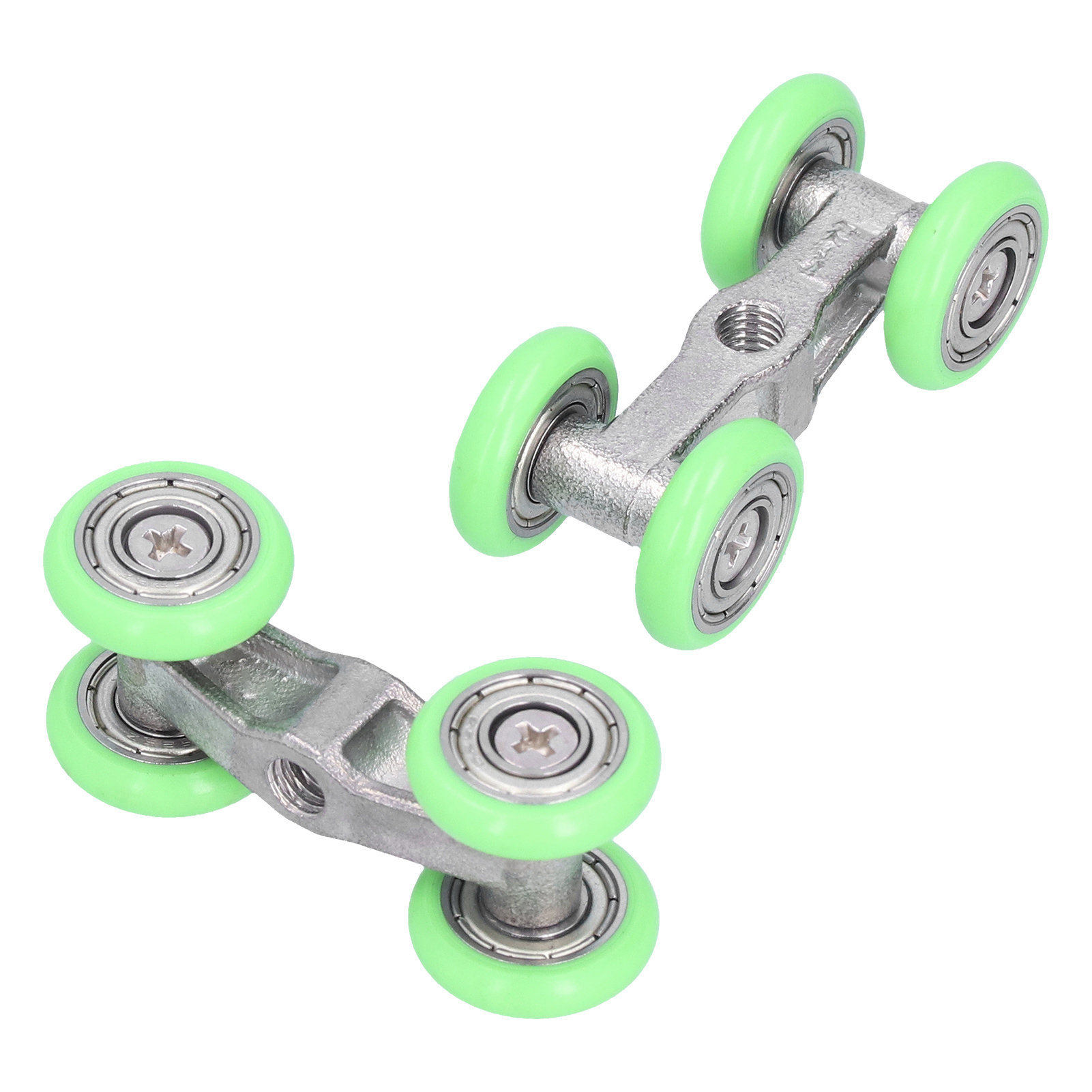 Set Aus 2 Edelstahl-duschtürrollen Mit 4 U-förmigen Rollen, Mit Schiebe- Und Zugsystem, Für Bad Und Küche.