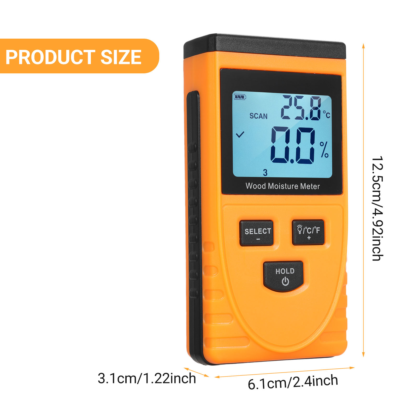 Das Digitale Holzfeuchtemessgerät Gm630 Ist Tragbar, Verfügt Über Ein Hintergrundbeleuchtetes Lcd-display Und 8 Messstufen, Wird Mit Einer 9v 6f22 Batterie Betrieben Und Ist Für Die Meisten Holzarten