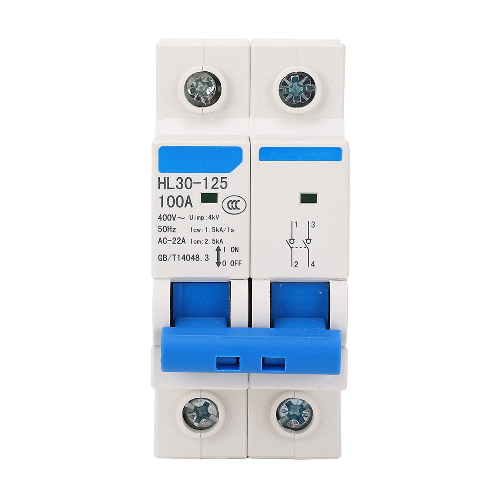 Hl30 125 Zweipoliger Hauptschalter, Leitungsschutzschalter Für Kleine Haushaltsgeräte, 100 A, 400 V