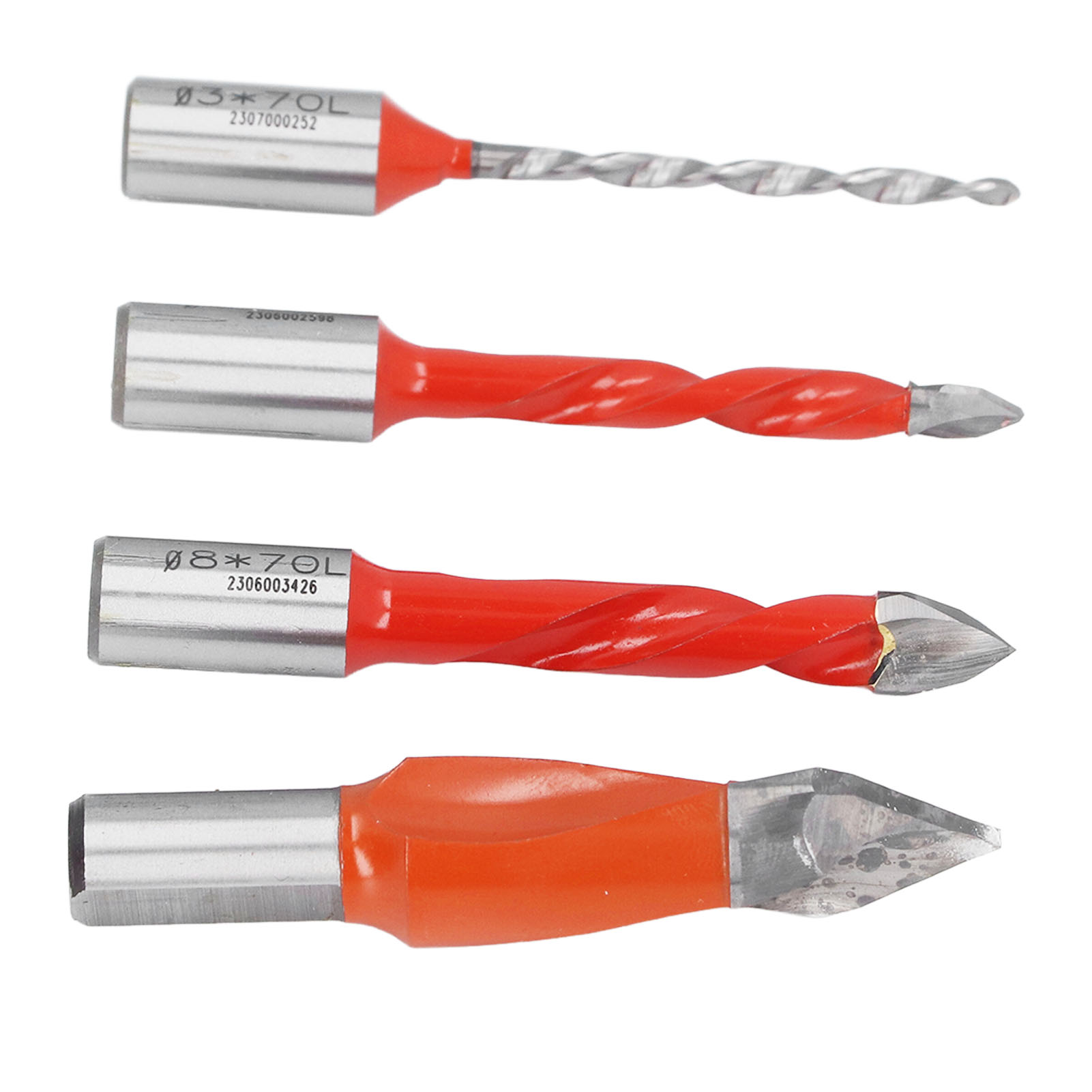 Set Mit 4 Hss-holzbohrern Mit 2 Schneiden, Inklusive Bohrern Mit 3 Mm, 6 Mm, 8 Mm Und 15 Mm Durchmesser