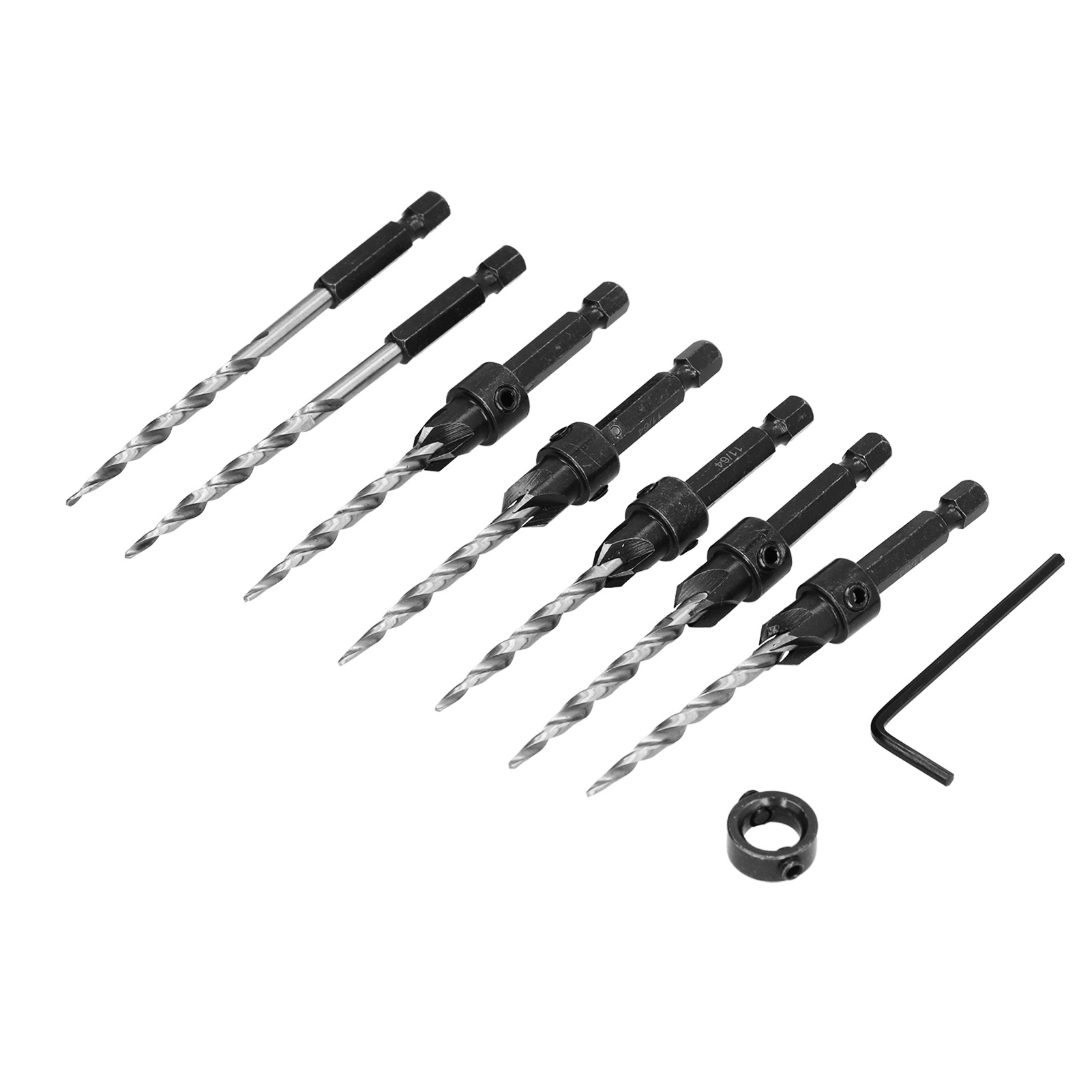 Verstellbarer Konischer Senkbohrer Für Holz, Zoll-einteilung, 1/4"-sechskantschaft, Mit 11/64"-ringschlüssel