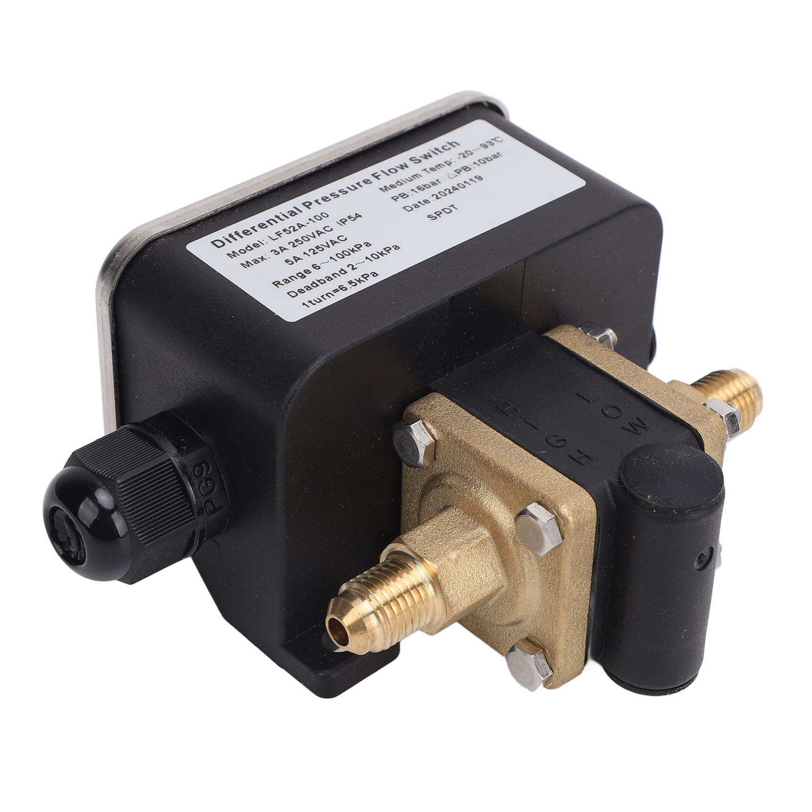 Einstellbarer Differenzdruckschalter Aus Edelstahl, 6-adrig – 100 Kpa, 125 V Ac, 250 V Ac