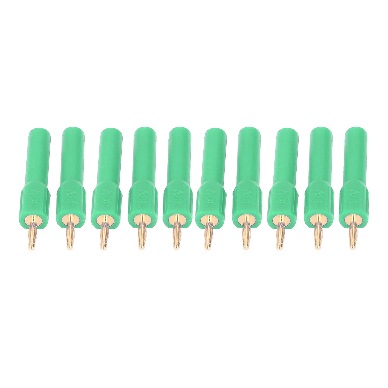 Packung Mit 10 Bananensteckern, 2 Mm Stecker Auf 4 Mm Buchse, Vergoldetes Messing, 30 V, Grün
