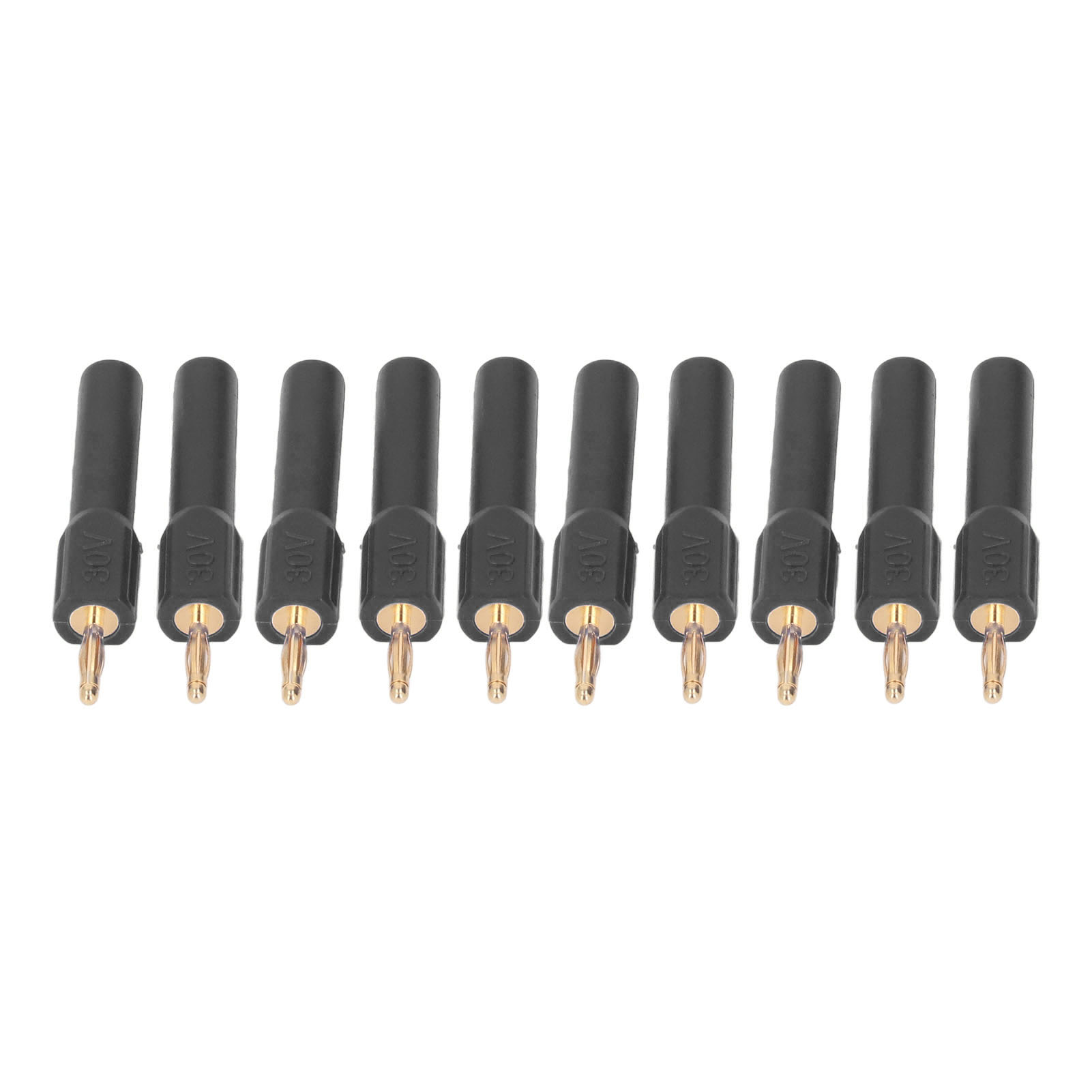 Packung Mit 10 Bananensteckern, 2 Mm Stecker Auf 4 Mm Buchse, Vergoldetes Messing, 30 V, Schwarz