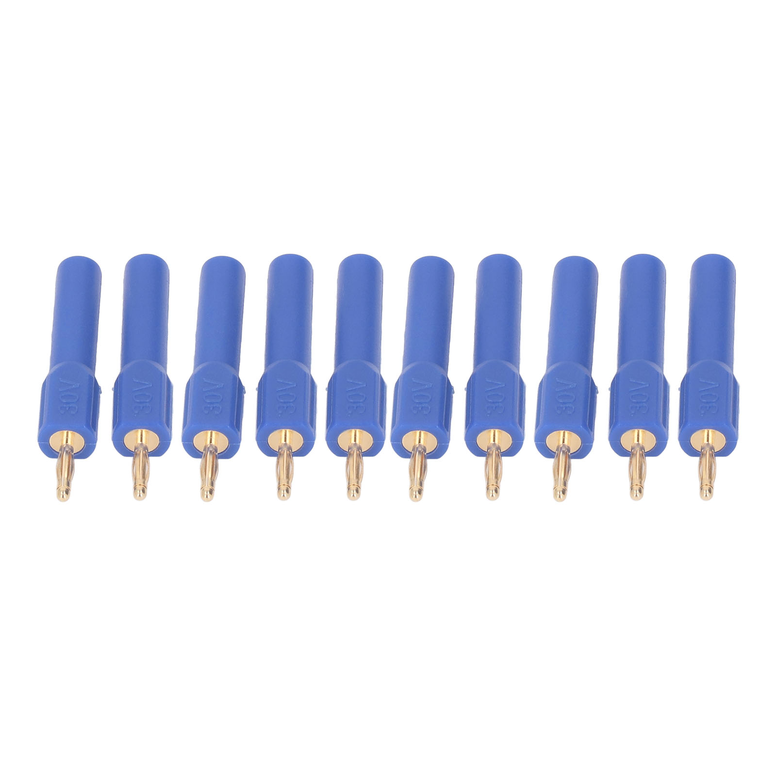 Packung Mit 10 Bananensteckern, 2-mm-stecker Auf 4-mm-buchse, Vergoldetes Messing, 30 V, Blau