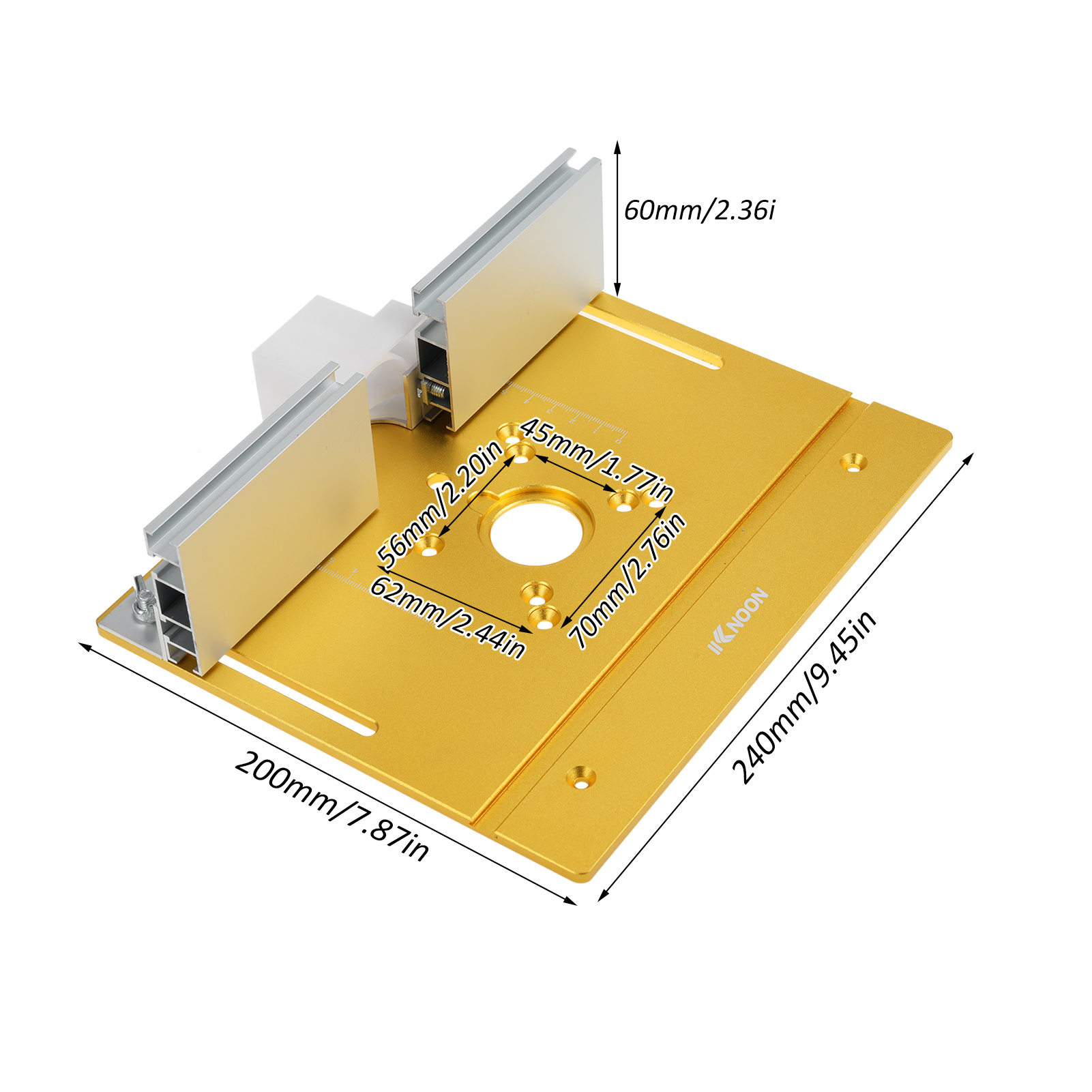 Kknoon Set Aus 3 Aluminium-einsatzplatten Für Frästische Mit Gehrungsführung, Wendeplatte Für Holzbearbeitung Und Holzfräsen.