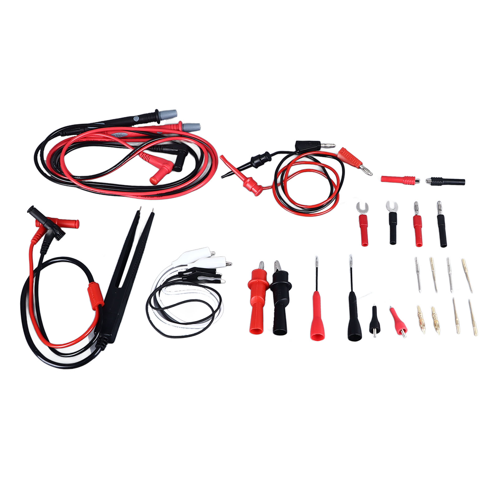 27-teiliges Multimeter-testset Mit Austauschbaren 10-a-multifunktions-hakenprüfspitzen Und 1-mm-, 2-mm- Und 4-mm-nadelprüfspitzen