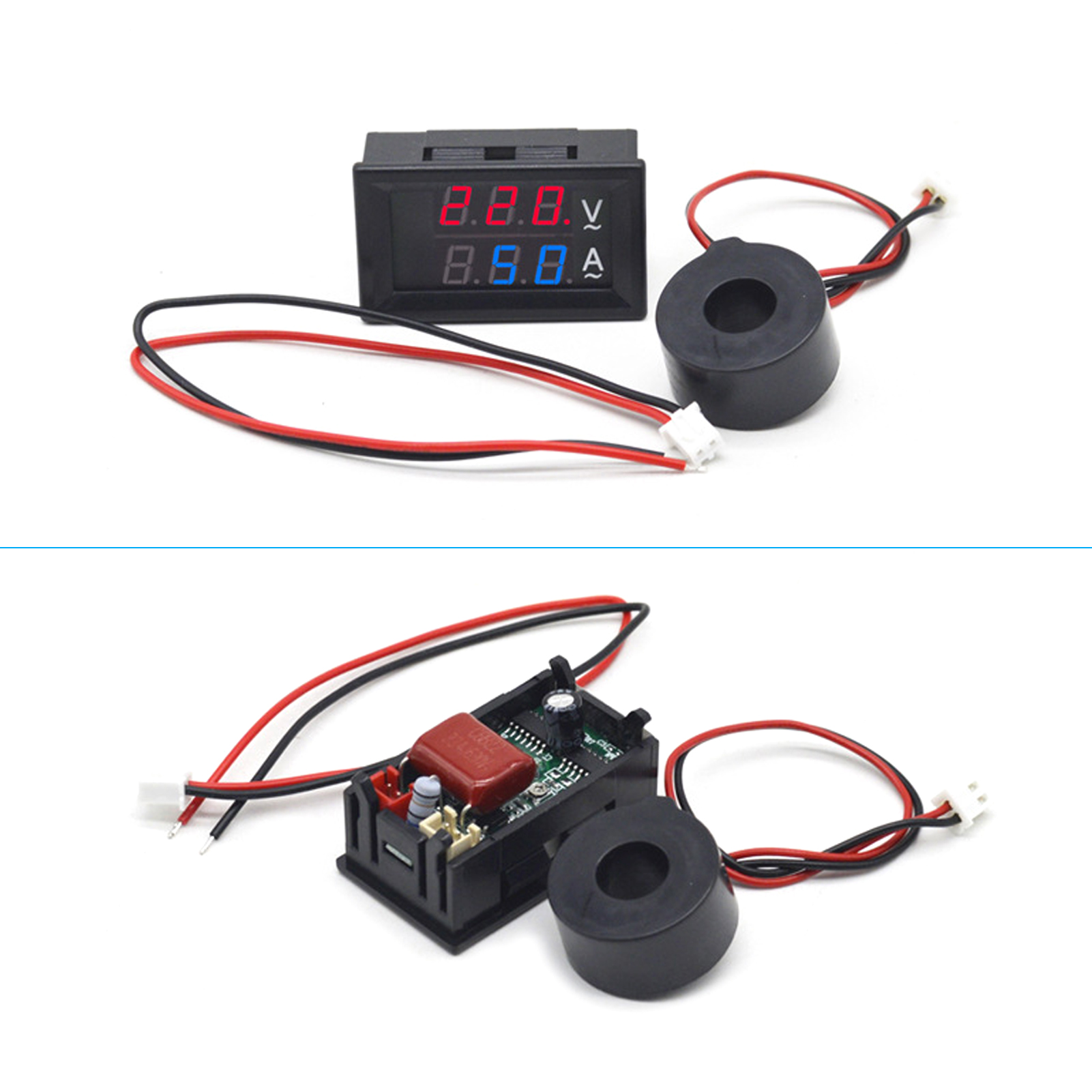Zweifarbiges Digitales Voltmeter-amperemeter Mit Blauer Und Roter Led-anzeige Und Integriertem Transformator