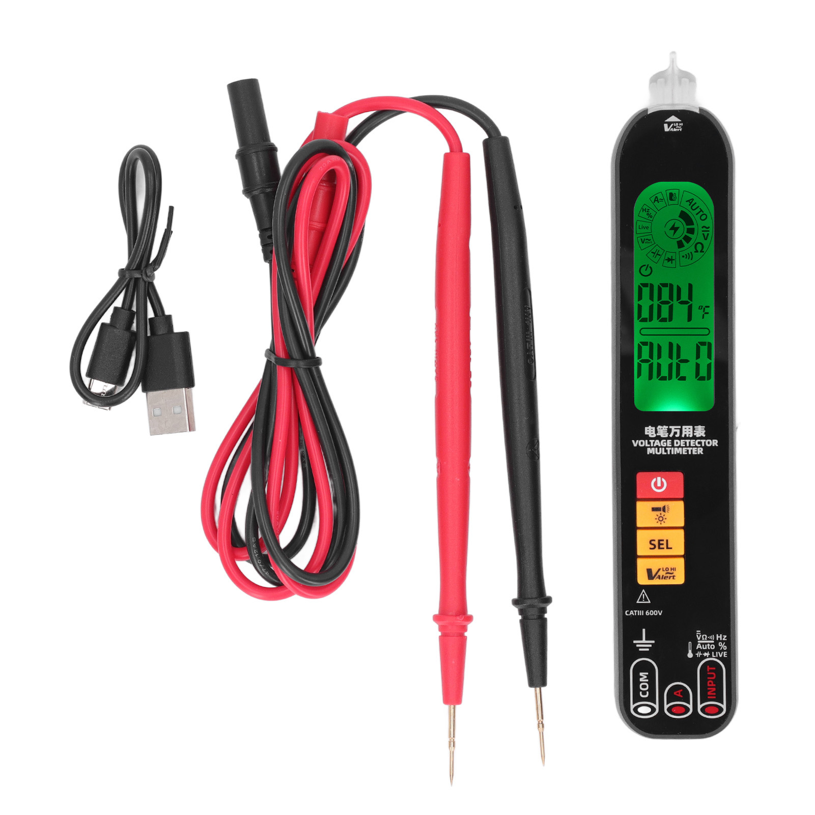 Ac/dc-spannungs- Und Stromprüfer-stiftmultimeter Mit Ncv-induktions-unterbrechungserkennung Und Stromleitungserkennung