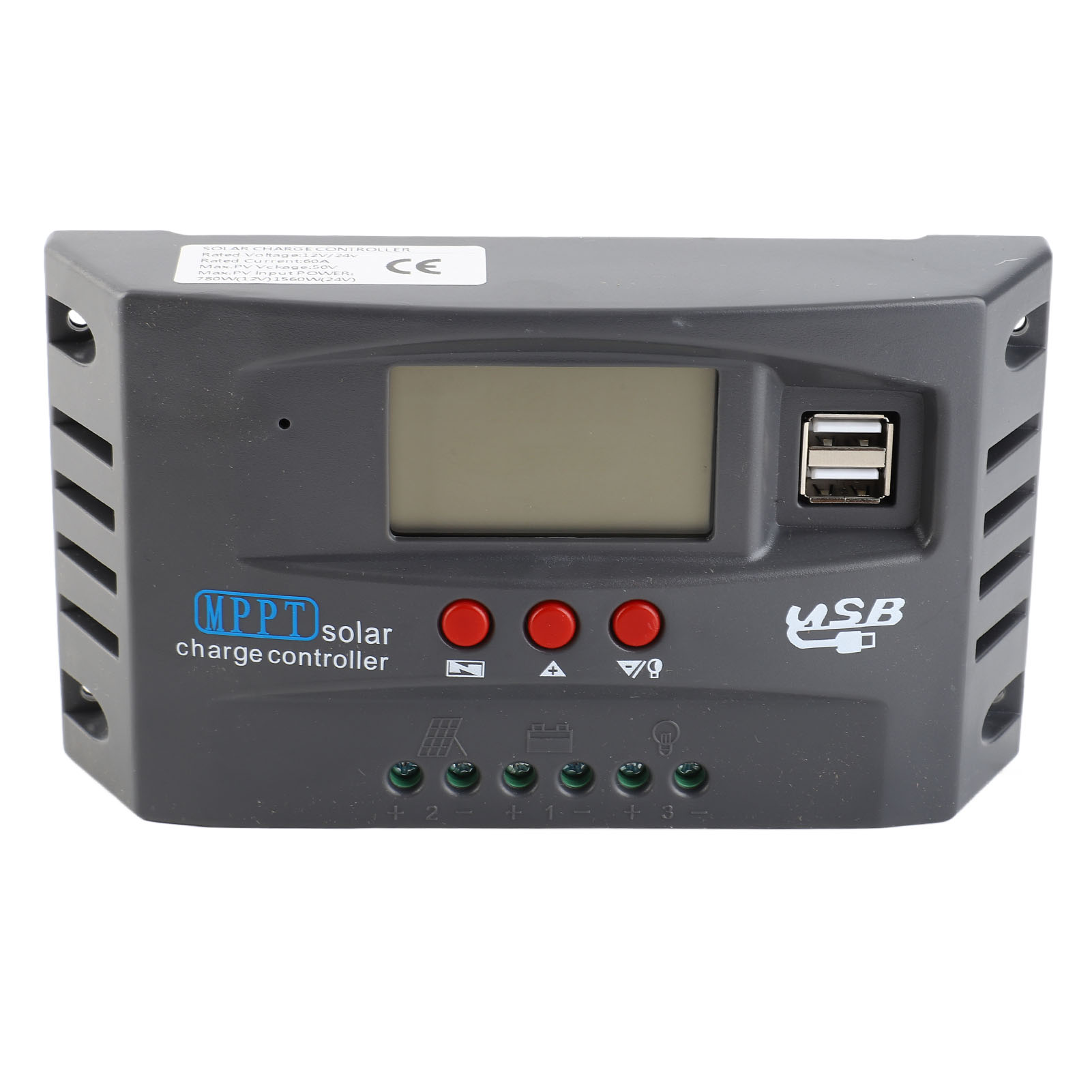 12v/24v Solarladeregler Mit Automatischer Erkennung, Lcd-bildschirm Und Zwei Usb-anschlüssen