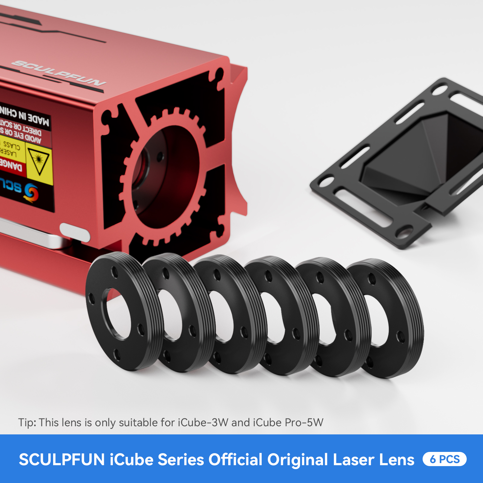 Sculpfun Original Icube 3w/icube Pro 5w Linsen Für Lasergravierer (6er-pack): Hochtransparente Linsen, Beständig Gegen Öl Und Rauch, Einfach Zu Installieren.