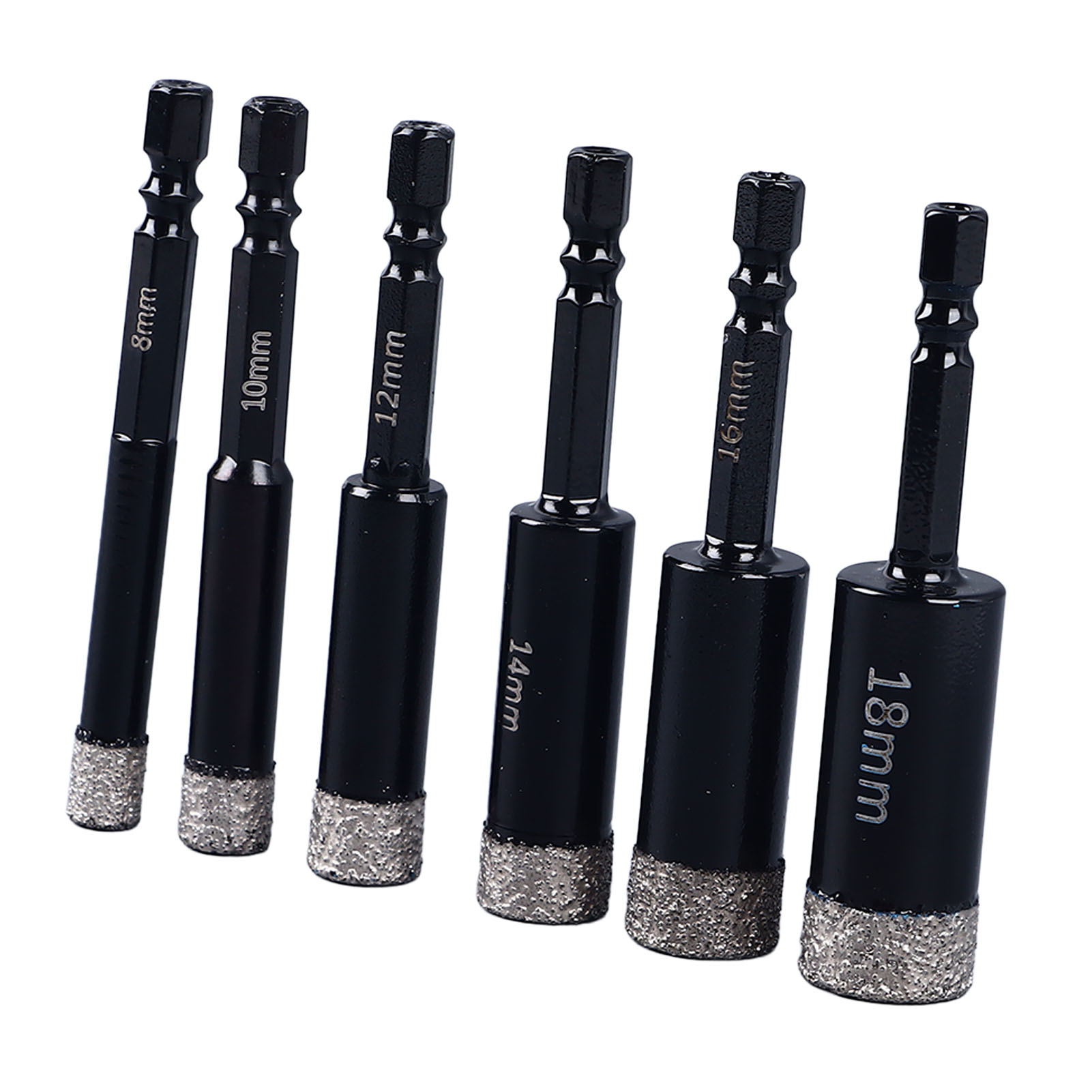 Set Mit 6 Trocken-diamantbohrern In Den Größen 8, 10, 12, 14, 16 Und 18 Mm Mit Sechskantschaft Zum Bohren Von Marmor, Beton Und Granit.