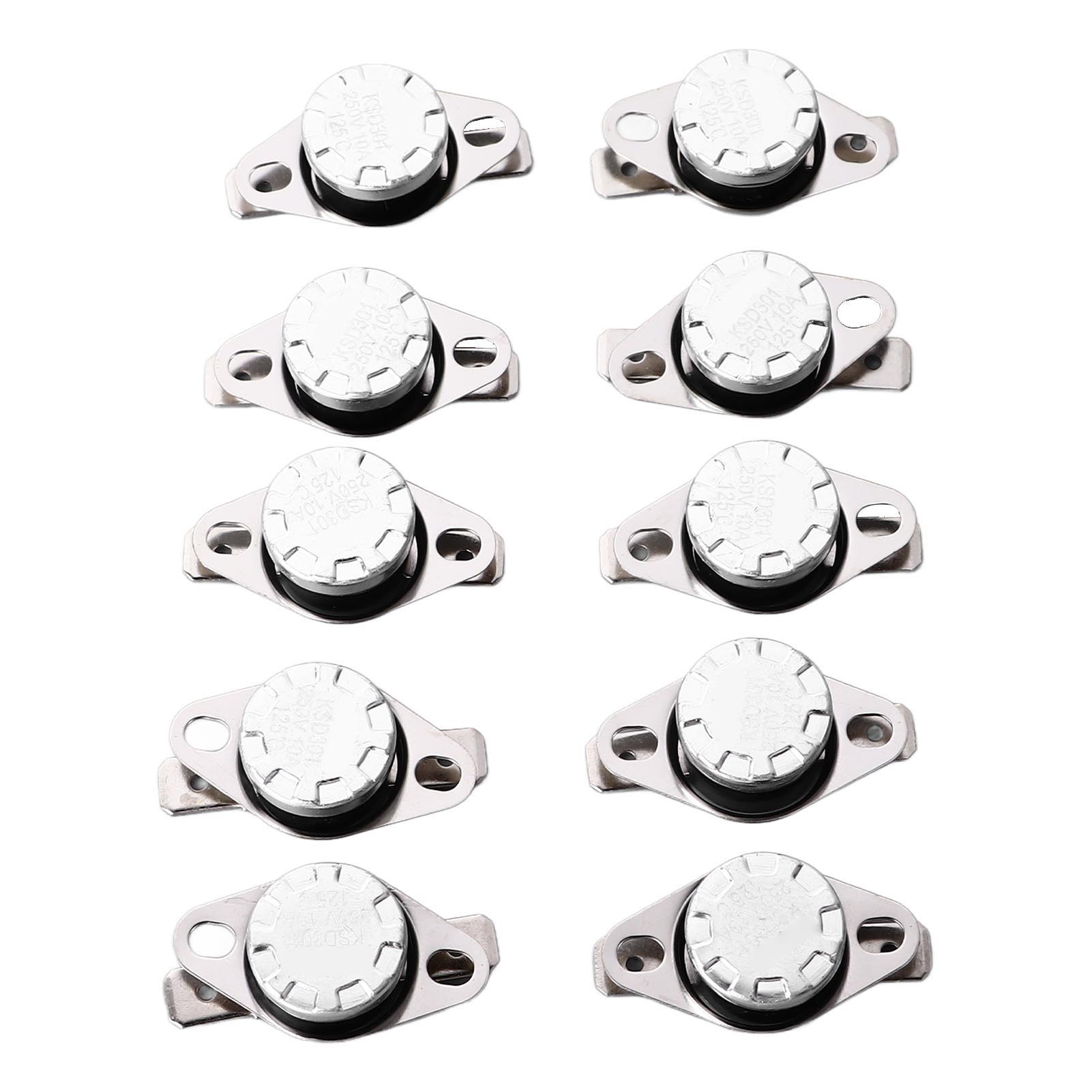 Packung Mit 10 Normalerweise Geschlossenen Thermoschaltern Für Thermostate, 125°c, 250v, 10a, Ksd301