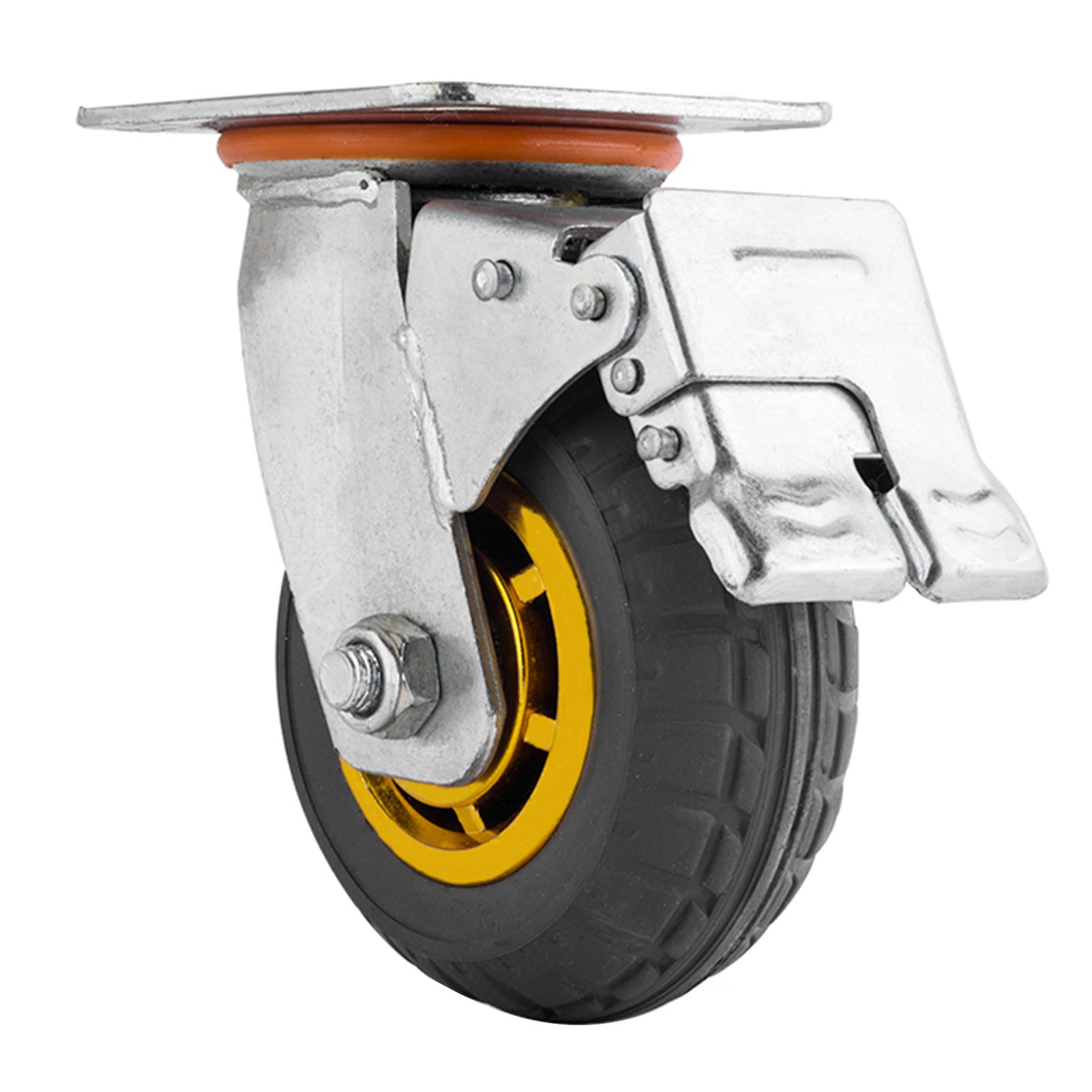 Universelle 7,6 Cm (3 Zoll) Lenkrolle Mit Bremse, Robustes, Geräuscharmes Gummirad Für Den Industriellen Einsatz, Für Wagen, Anhänger Oder Plattformen.
