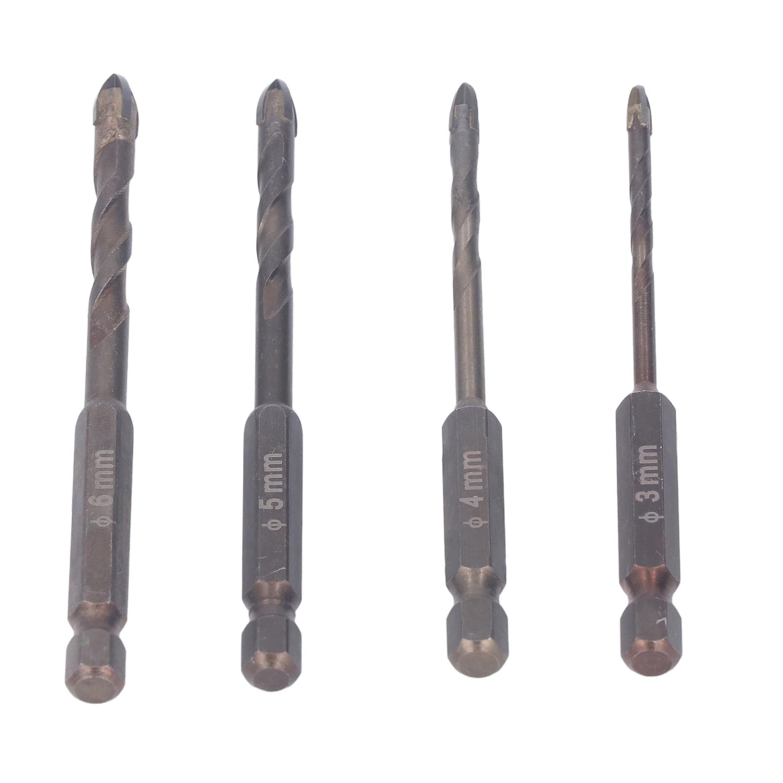 Set Mit 4 Steinbohrern (3 Mm, 4 Mm, 5 Mm, 6 Mm) Zum Bohren Von Beton, Fliesen, Schiefer, Glas Und Kunststoff.