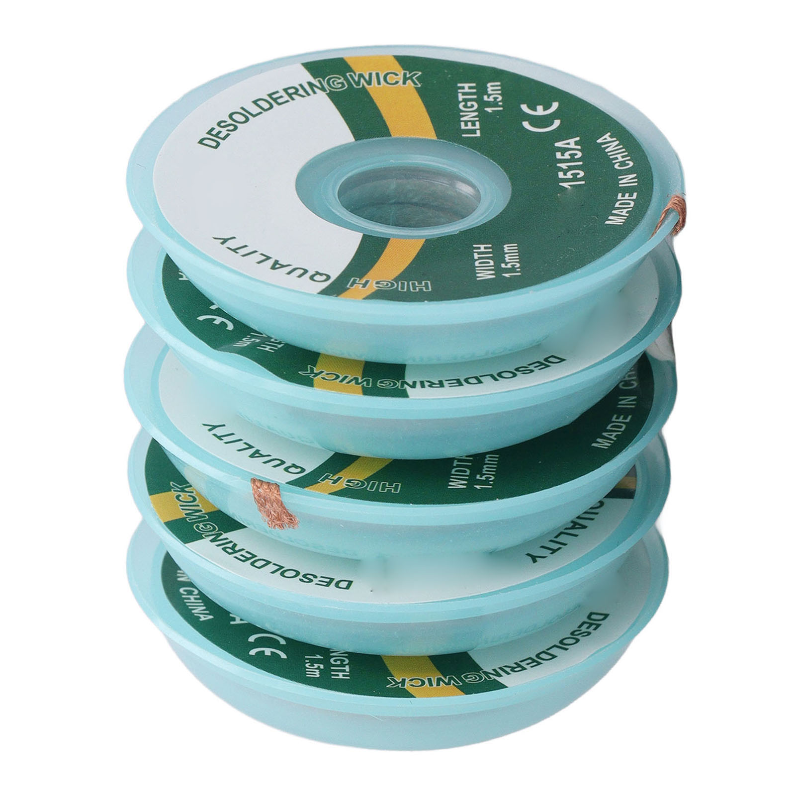 Packung Mit 5 Entlötlitzen Aus Kupferlegierung, 1,5 Mm X 1,5 M, Entlötwerkzeug Für Labor, Haushalt Und Industrie.